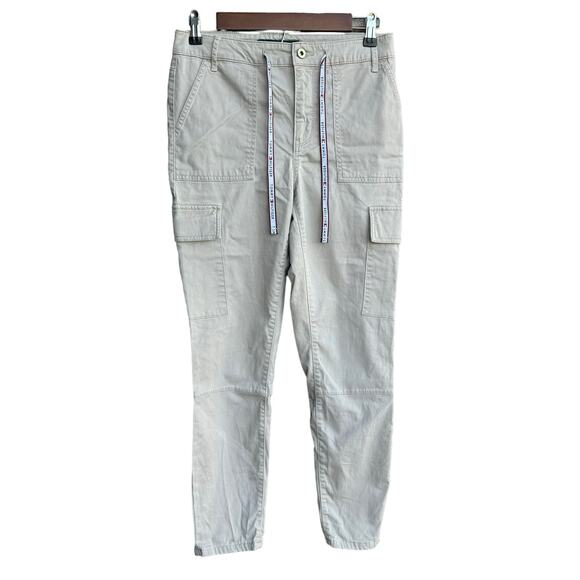 Tommy Hilfiger Women Tan Flat Front Drawstring Multi Pocket Cargo Pants Size 6 - Picture 2 of 8